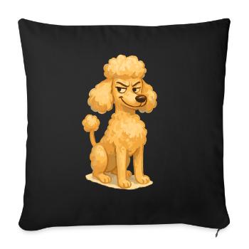 Style de peinture de dessin animé de caniche coquin - Housse de coussin décorative 45 x 45 cm - noir - Devant