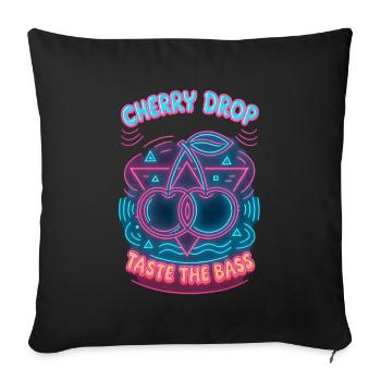 Cherry Drop – Taste the Bass Neon Design - Sofa pillowcase 17,3'' x 17,3'' (45 x 45 cm) - black - Front