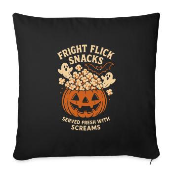 Soirée cinéma d’Halloween – Citrouille pop-corn effrayante - Housse de coussin décorative 45 x 45 cm - noir - Devant