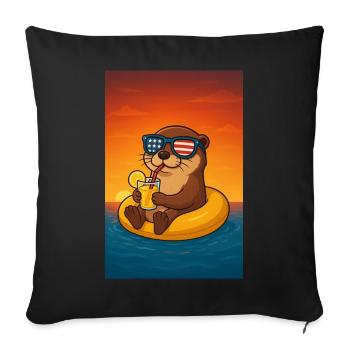 Monterey Bay aquarium loutre chemise loutre chemise loutre mer - Housse de coussin décorative 45 x 45 cm - noir - Devant