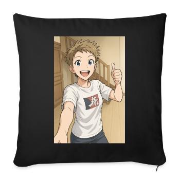 Hero Manga Smile - Sofa pillowcase 17,3'' x 17,3'' (45 x 45 cm) - black - Front