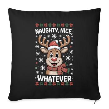 Naughty Nice Whatever Reindeer - Sofa pillowcase 17,3'' x 17,3'' (45 x 45 cm) - black - Front