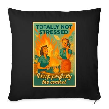 Totalement Pas Stressé Bureau Rétro - Housse de coussin décorative 45 x 45 cm - noir - Devant