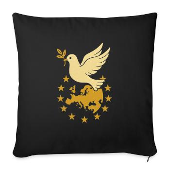 "Europe & Dove of Peace" – Unity in Diversity - Sofa pillowcase 17,3'' x 17,3'' (45 x 45 cm) - black - Front