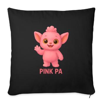 Pink PA Mascot Plush Figure - Sofa pillowcase 17,3'' x 17,3'' (45 x 45 cm) - black - Front