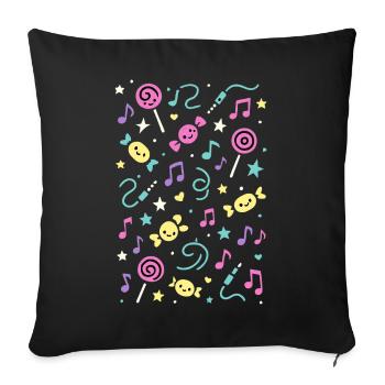 Süßer Klang – Kawaii Musikmuster - Sofakissenbezug 45 x 45 cm - Schwarz - Vorne