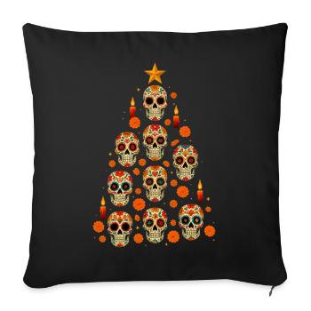 Sugar Skull Christmas Tree Design - Sofakissenbezug 45 x 45 cm - Schwarz - Vorne