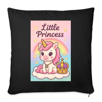Petite Licorne Princesse - Housse de coussin décorative 45 x 45 cm - noir - Devant