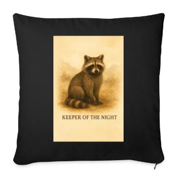 Gardien de la nuit raton laveur - Housse de coussin décorative 45 x 45 cm - noir - Devant