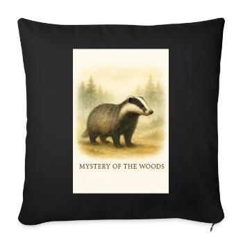 Mystery of the Forest Badger - Sofa pillowcase 17,3'' x 17,3'' (45 x 45 cm) - black - Front