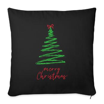 Green Christmas Tree Brush Style - Sofa pillowcase 17,3'' x 17,3'' (45 x 45 cm) - black - Front