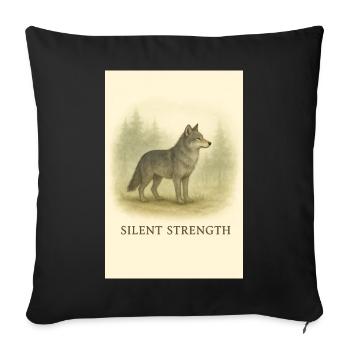 Loup de la Force silencieuse - Housse de coussin décorative 45 x 45 cm - noir - Devant