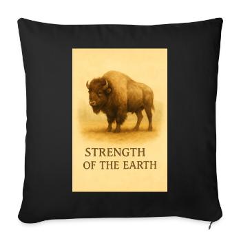 La force du bison de terre - Housse de coussin décorative 45 x 45 cm - noir - Devant