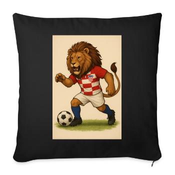 Maillot de football Lion en Croatie - Housse de coussin décorative 45 x 45 cm - noir - Devant