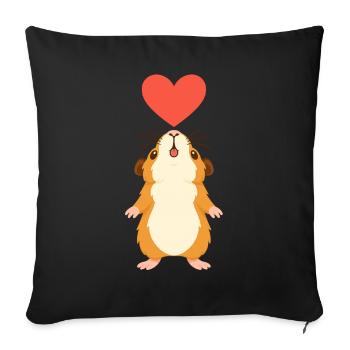 Cochon d’Inde avec cœur - Housse de coussin décorative 45 x 45 cm - noir - Devant