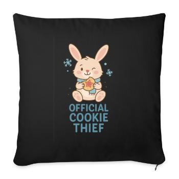 Voleur de biscuits officiel - Lapin de Noël - Housse de coussin décorative 45 x 45 cm - noir - Devant