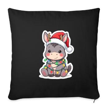 Âne Elfe Noël Cadeaux de Noël - Housse de coussin décorative 45 x 45 cm - noir - Devant
