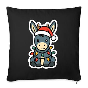 Âne Elfe Noël Hiver Noël Père Noël - Housse de coussin décorative 45 x 45 cm - noir - Devant