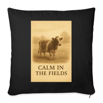 Vache vintage Calm in the Fields - Housse de coussin décorative 45 x 45 cm - noir - Devant