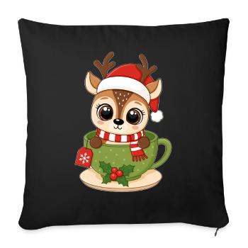 Renne dans la tasse de Noël - T-shirt mignon pour bébé enfant - Housse de coussin décorative 45 x 45 cm - noir - Devant