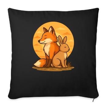 Renard et Lapin - Housse de coussin décorative 45 x 45 cm - noir - Devant