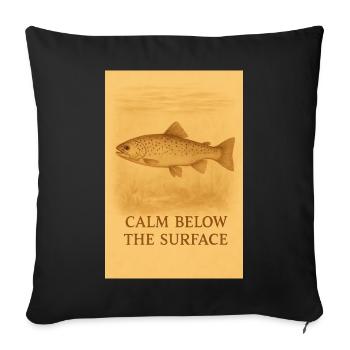 Calm Below the Surface Trout Print - Sofa pillowcase 17,3'' x 17,3'' (45 x 45 cm) - black - Front