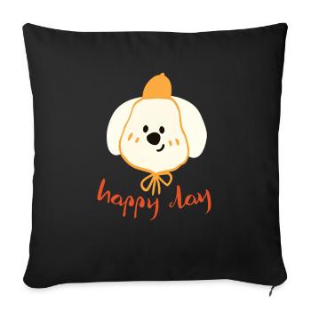 Happy Day Adorable Dog - Sofa pillowcase 17,3'' x 17,3'' (45 x 45 cm) - black - Front