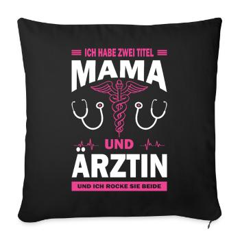 Mom and doctor - Sofa pillowcase 17,3'' x 17,3'' (45 x 45 cm) - black - Front