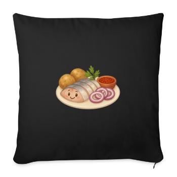 Hareng avec pommes de terre - Housse de coussin décorative 45 x 45 cm - noir - Devant