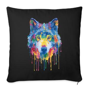 Wolf - Sofakissenbezug 45 x 45 cm - Schwarz - Vorne