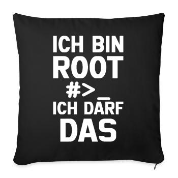 Ich bin Root – Erlaubnis frei - Sofakissenbezug 45 x 45 cm - Schwarz - Vorne
