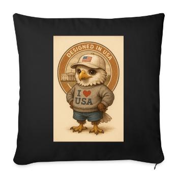 Eagle I Love USA - Sofa pillowcase 17,3'' x 17,3'' (45 x 45 cm) - black - Front