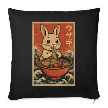 Vintage Usagi Ramen Bunny - Sofa pillowcase 17,3'' x 17,3'' (45 x 45 cm) - black - Front