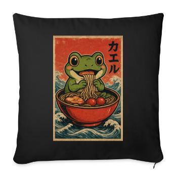 Frog Ramen Retro Poster - Sofa pillowcase 17,3'' x 17,3'' (45 x 45 cm) - black - Front