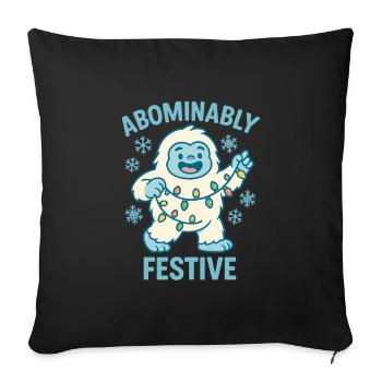 Abominablement festif – Noël Yéti - Housse de coussin décorative 45 x 45 cm - noir - Devant