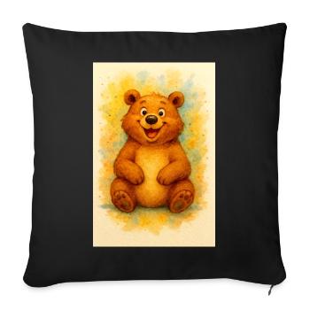 Joy Bear in Watercolor - Sofa pillowcase 17,3'' x 17,3'' (45 x 45 cm) - black - Front