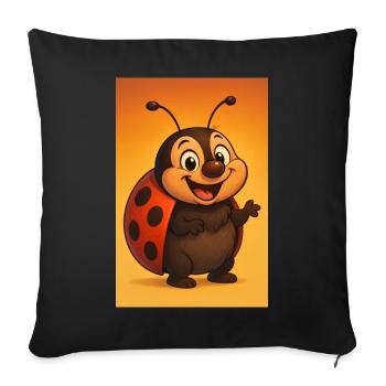 Laughing ladybug at sunset - Sofa pillowcase 17,3'' x 17,3'' (45 x 45 cm) - black - Front