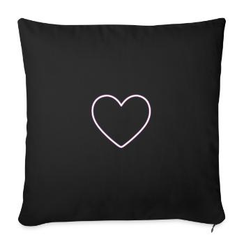 Contour en cœur néon rose - Housse de coussin décorative 45 x 45 cm - noir - Devant