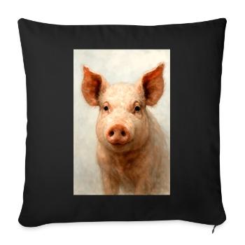 Charme Cochon à l’Aquarelle - Housse de coussin décorative 45 x 45 cm - noir - Devant