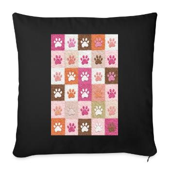 Pfotenabdruck-Patchwork-Plüschfelder - Sofakissenbezug 45 x 45 cm - Schwarz - Vorne