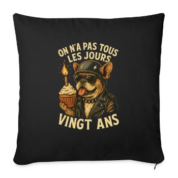 Dog biker party: twenty years - Sofa pillowcase 17,3'' x 17,3'' (45 x 45 cm) - black - Front