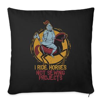 Anti Hobby Horsing Horses Not Sewing Projects - Sofa pillowcase 17,3'' x 17,3'' (45 x 45 cm) - black - Front