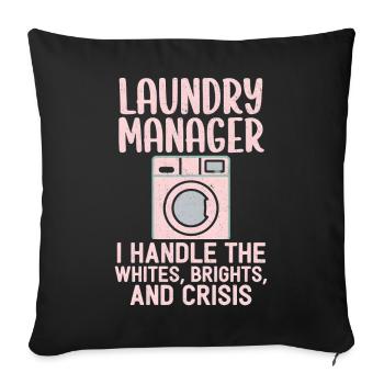 Responsable de la machine à laver : crise de la blanchisserie - Housse de coussin décorative 45 x 45 cm - noir - Devant