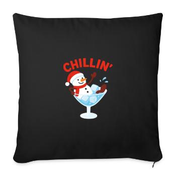 Chillin’ Snowman Cocktail Winter Design - Sofakissenbezug 45 x 45 cm - Schwarz - Vorne