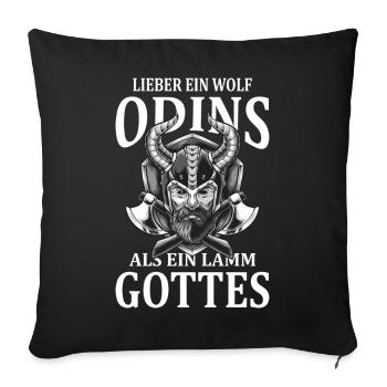Mieux vaut un loup d'Odin qu'un agneau de Dieu Viking - Housse de coussin décorative 45 x 45 cm - noir - Devant