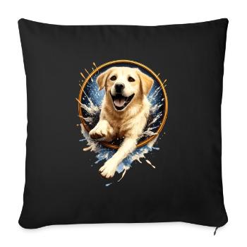 Spritziger Golden Retriever Sprungring - Sofakissenbezug 45 x 45 cm - Schwarz - Vorne