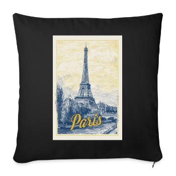 Plan directeur Paris Eiffel - Housse de coussin décorative 45 x 45 cm - noir - Devant