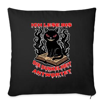 Chat noir sur le livre - Housse de coussin décorative 45 x 45 cm - noir - Devant