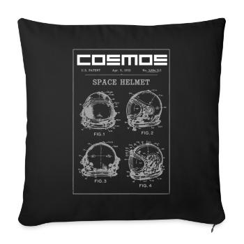 Space Helmet Blueprint Patent - Sofa pillowcase 17,3'' x 17,3'' (45 x 45 cm) - black - Front