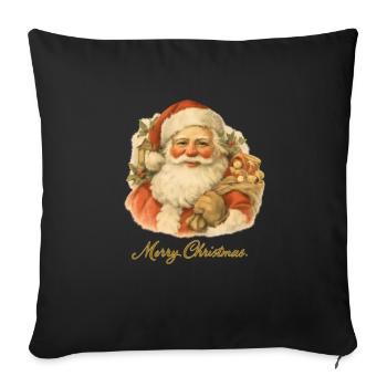 Le Père Noël avec un ours en peluche - Housse de coussin décorative 45 x 45 cm - noir - Devant